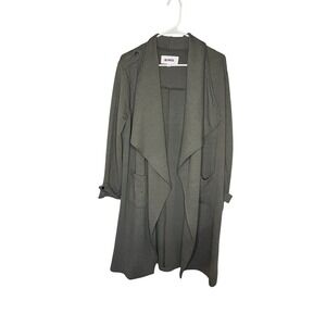 BB Dakota Olive Green Duster Cardigan Open Front Textured Knit Coat M